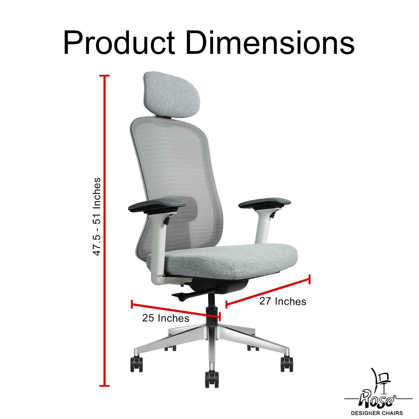 ROSE® Cooper Premium Office Chair (Grey and White)