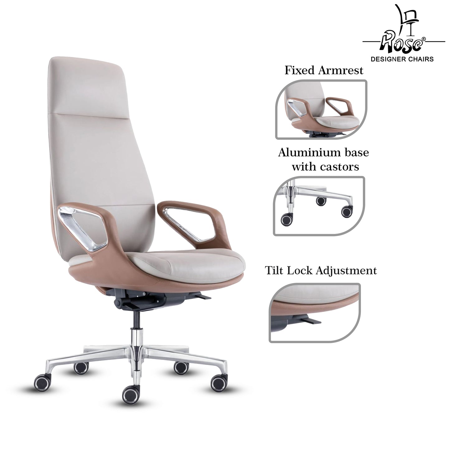 Rose Oriva Luxurious High Back Chair (White)