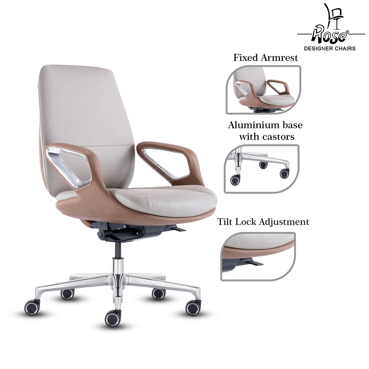 Rose Oriva Luxurious Mid Back Chair (White)