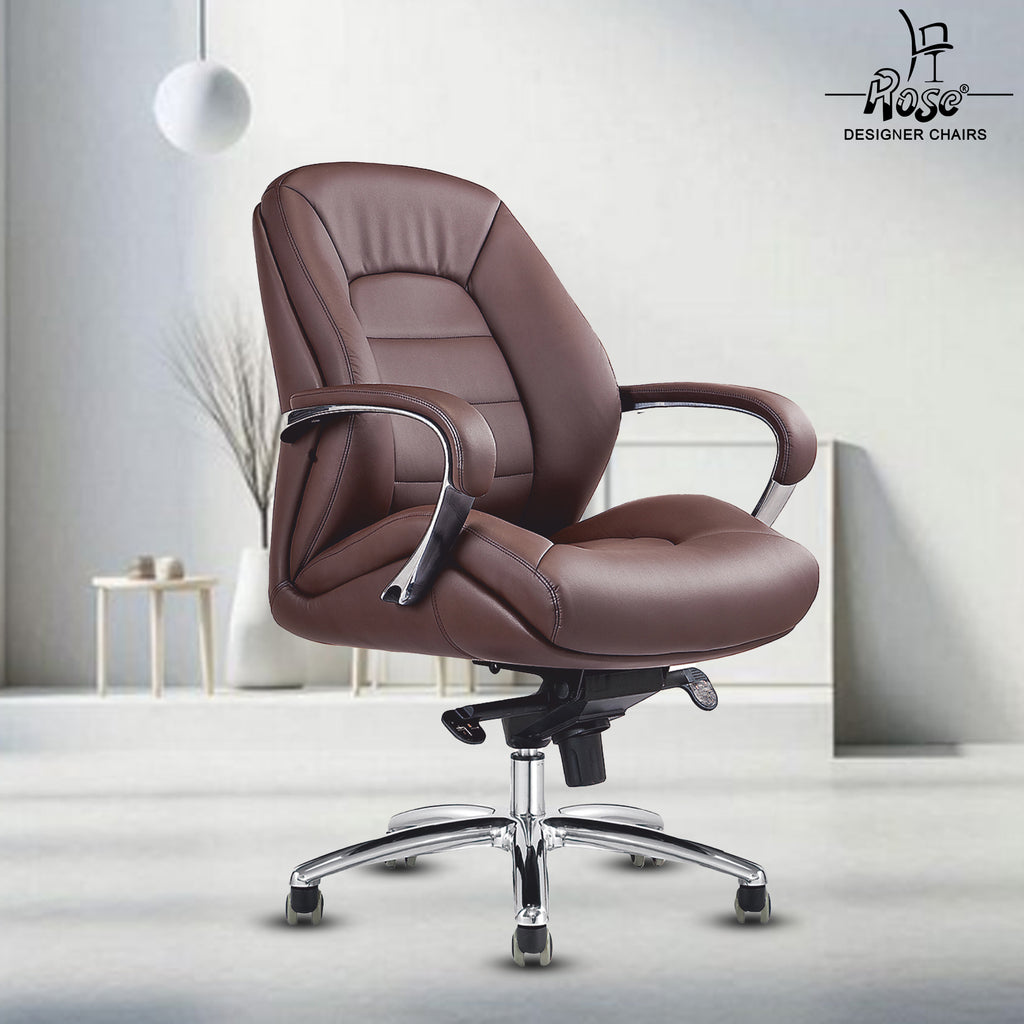 Rose Veda Mid Back Office Chair (Brown)