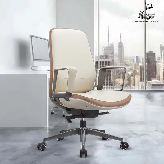 Rose Prestina Luxurious Mid Back Chair (Classic Cream and Brown)