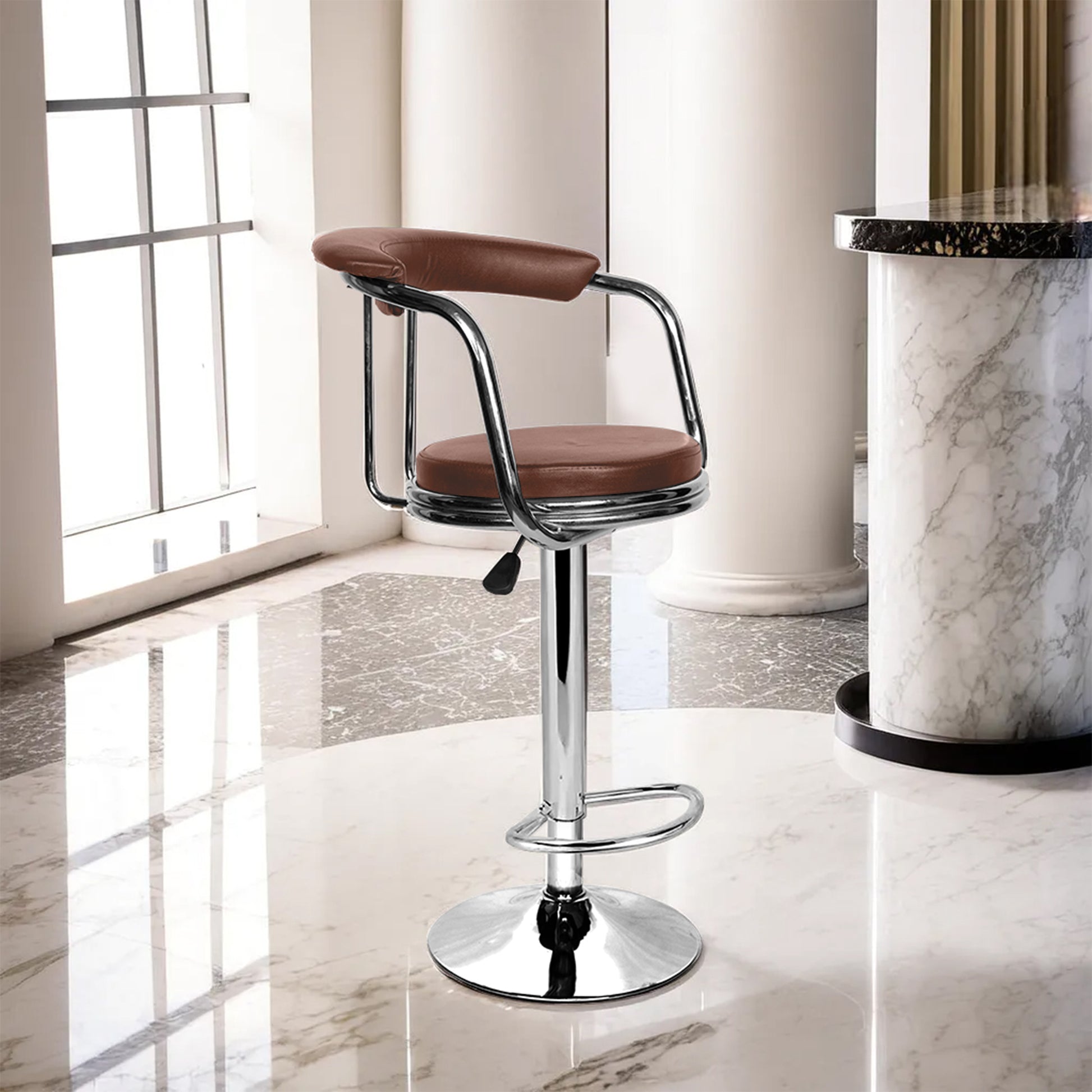 Rose® Kiya BarStool Height Adjustable & Revolving Bar Stool/Kitchen Chair (Black)