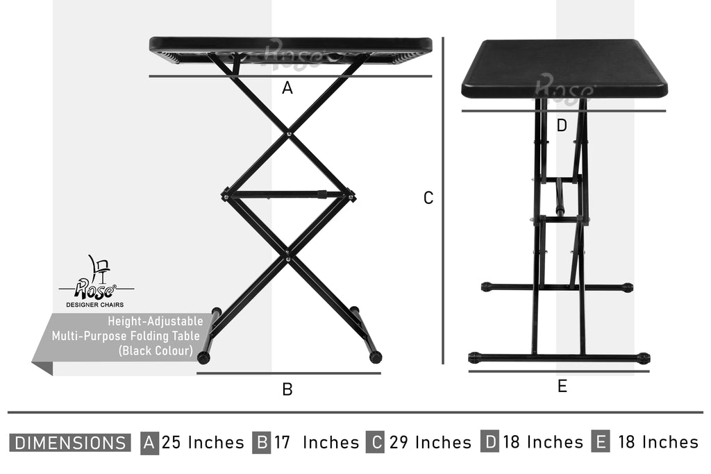 Multi-Purpose Laptop Table(Black) Set of 1 Diamension 2