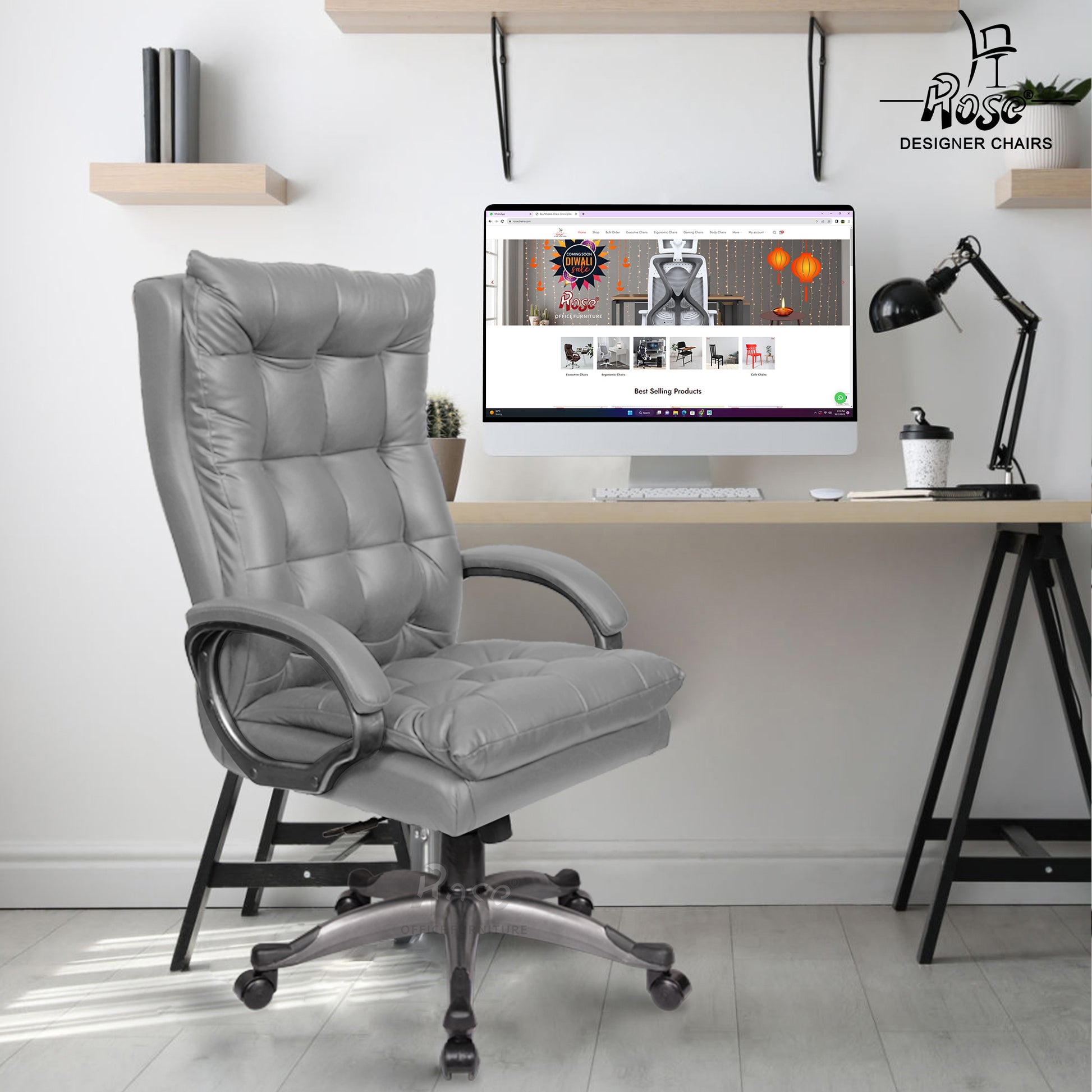 ROSE®Diana Leatherette Executive High Back Chair