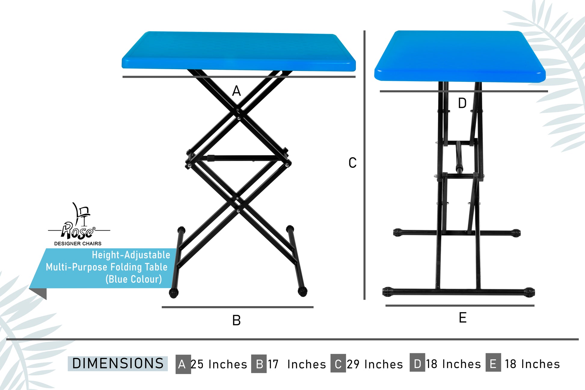Multi-Purpose Laptop Table(Blue) Set of 1 Dimensions
