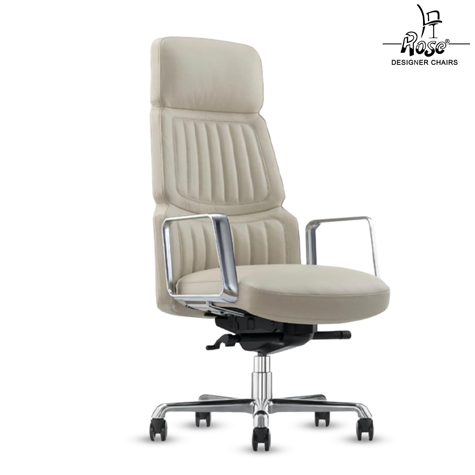 Rose Dhaka Luxurious High Back Chair (White)