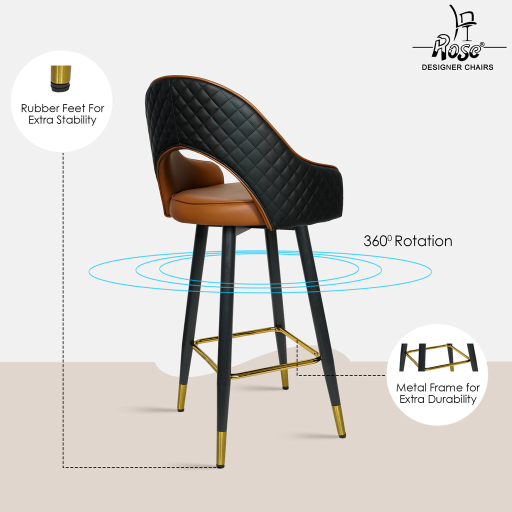 ROSE® Ken Height Adjustable & Revolving Bar Stool (Black)