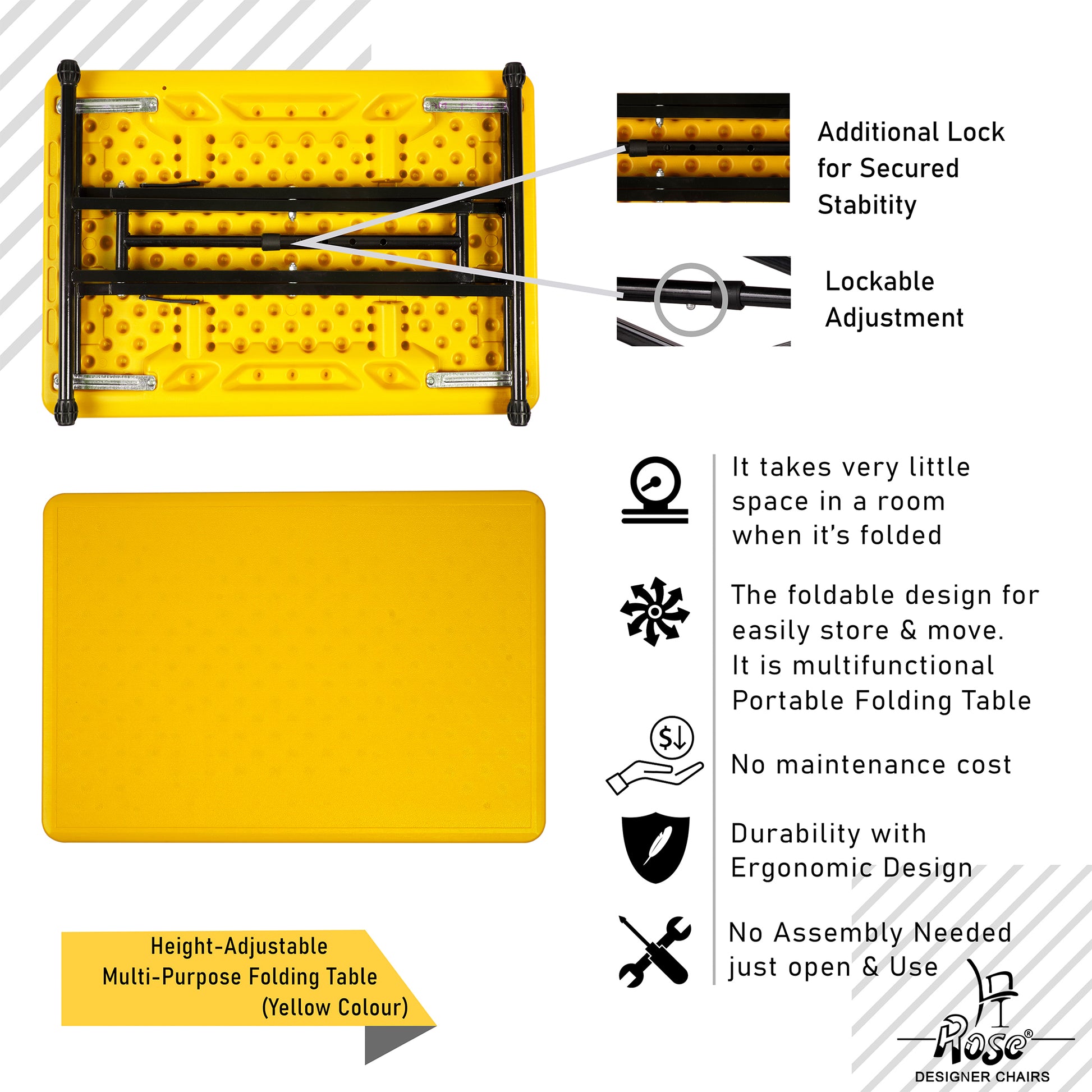 Multi-Purpose Laptop Table(Yellow) Set of 1 Features 3
