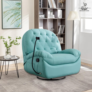 Rose Cozzio 3R Recliner Sofa | Rocking, Revolving, and Reclining Lounge Chair with Mobile Stand (Tropical Sky)