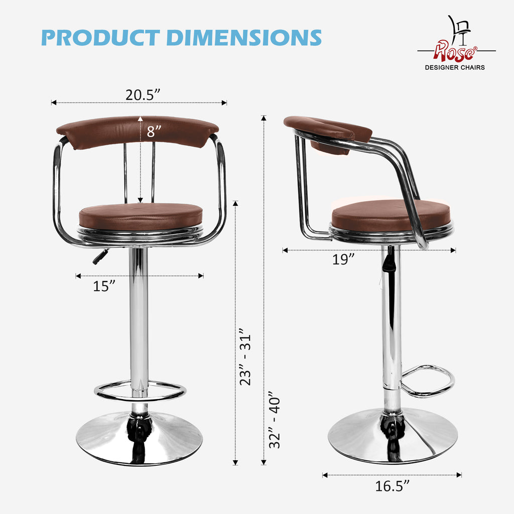 Kiya brown bar stool set of 2 dimensions img