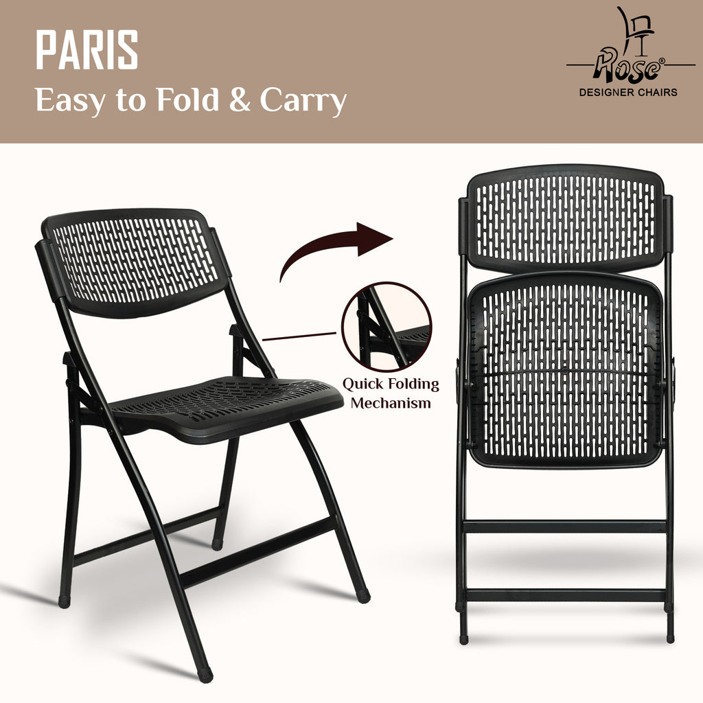ROSE® Paris Folding Chair for Home | Lightweight, Portable, Balcony, Garden, Camping Chair | Indoor Outdoor Chair | Restaurant Chair