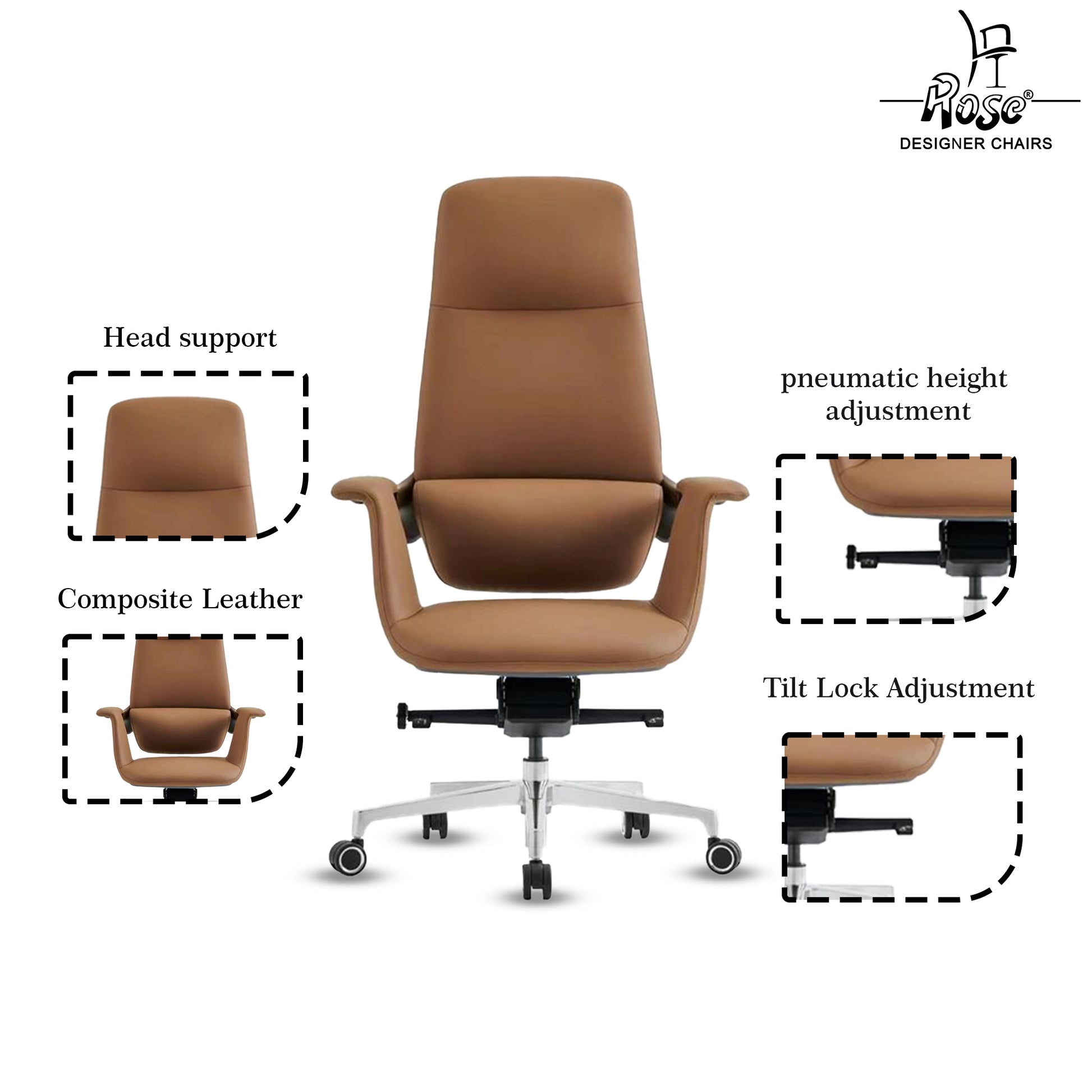 Rose Amman Luxurious High Back Chair ( Brown)