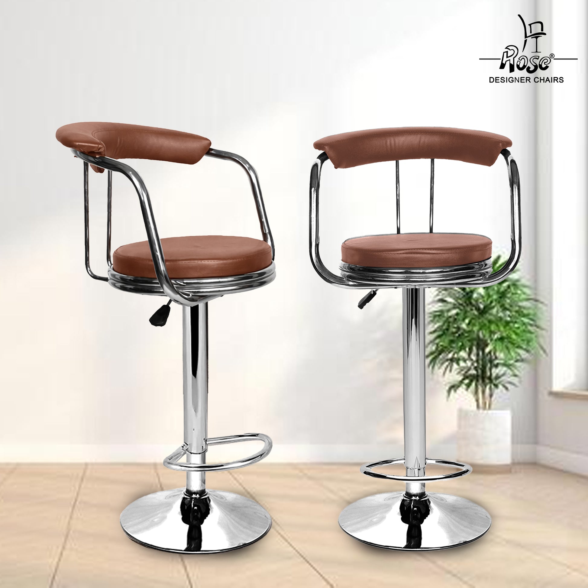 Rose® Kiya BarStool Height Adjustable & Revolving Bar Stool/Kitchen Chair (Black)