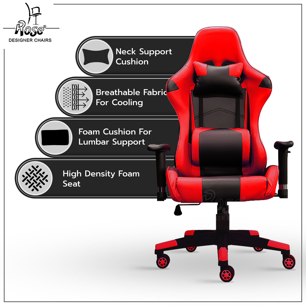 ROSE® Up Gaming with Multi-Functional Ergonomic Gaming Chair (Red)