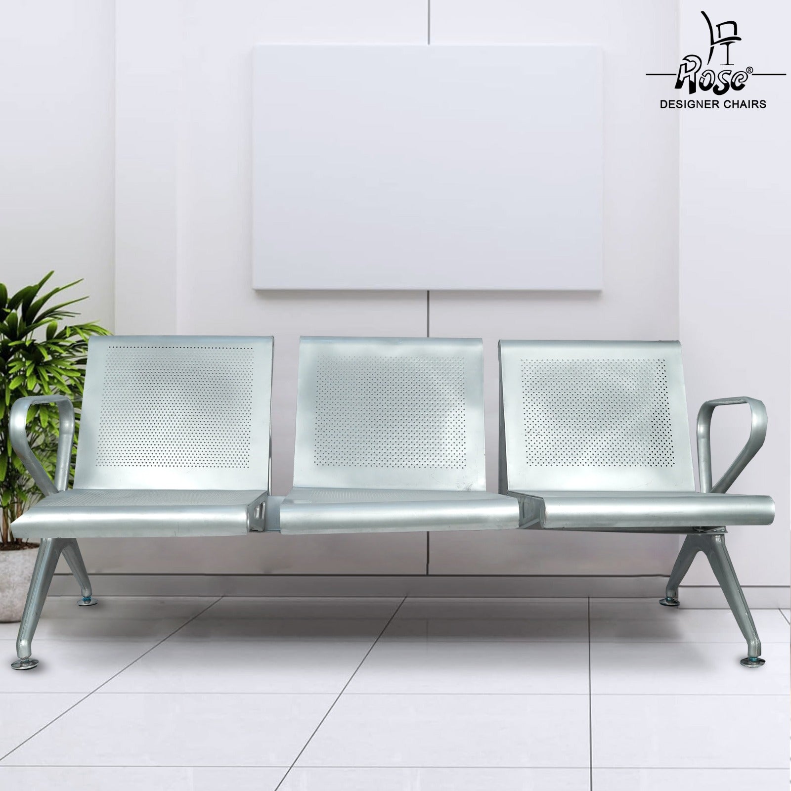 Rose Metro 3-Seater Waiting Chair | Made in India | Heavy-Duty Public Seating