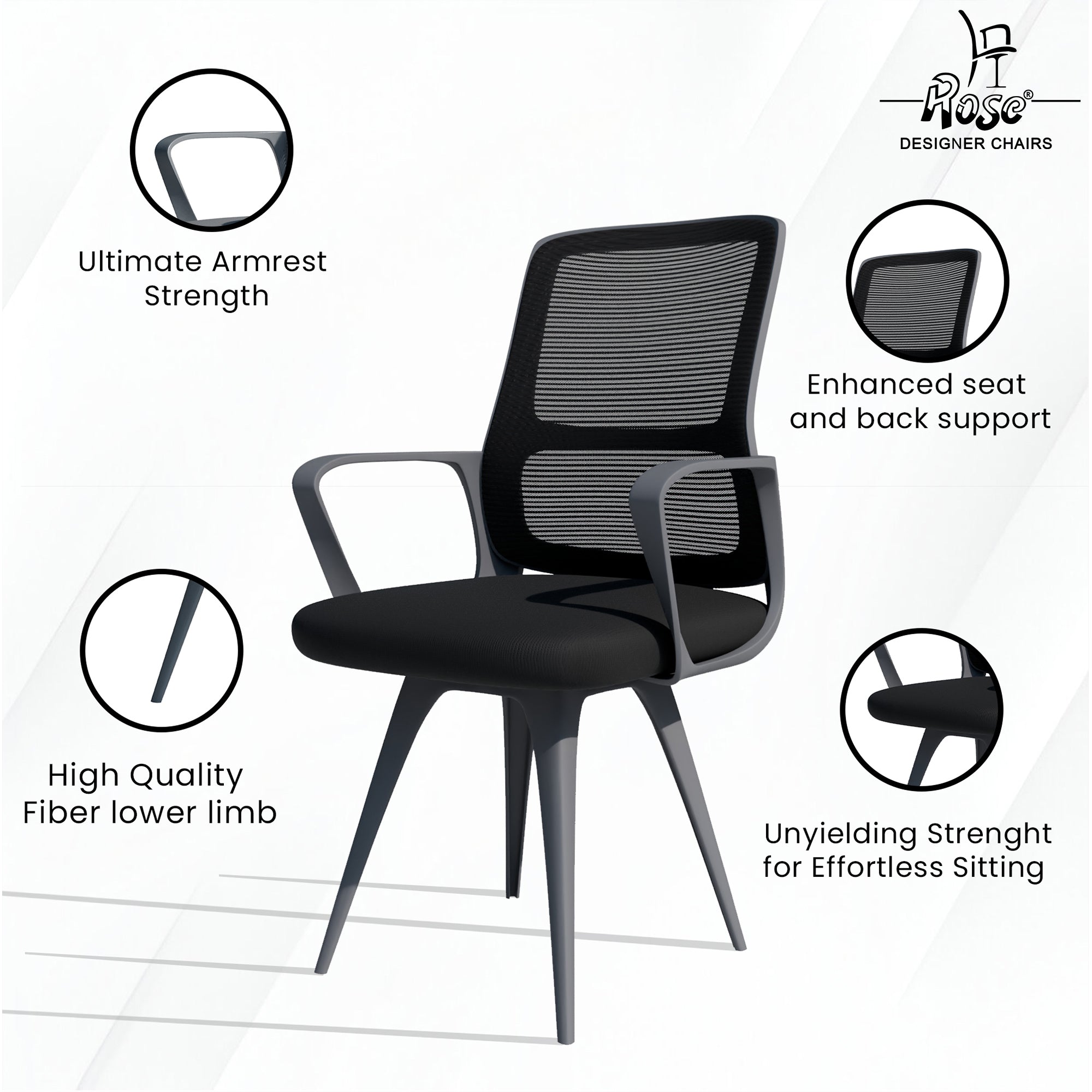 ROSE® Elanzo Visitor Chair | Mesh | Fiber Legs – Rose Designer Chairs