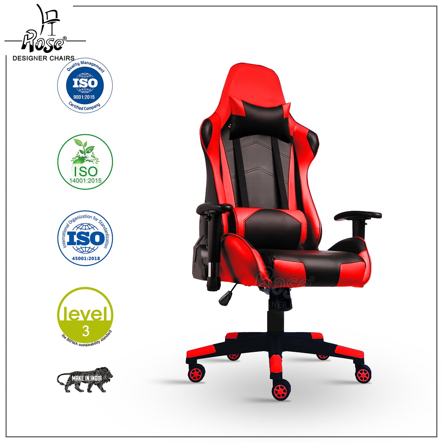 ROSE® Up Gaming with Multi-Functional Ergonomic Gaming Chair (Red)