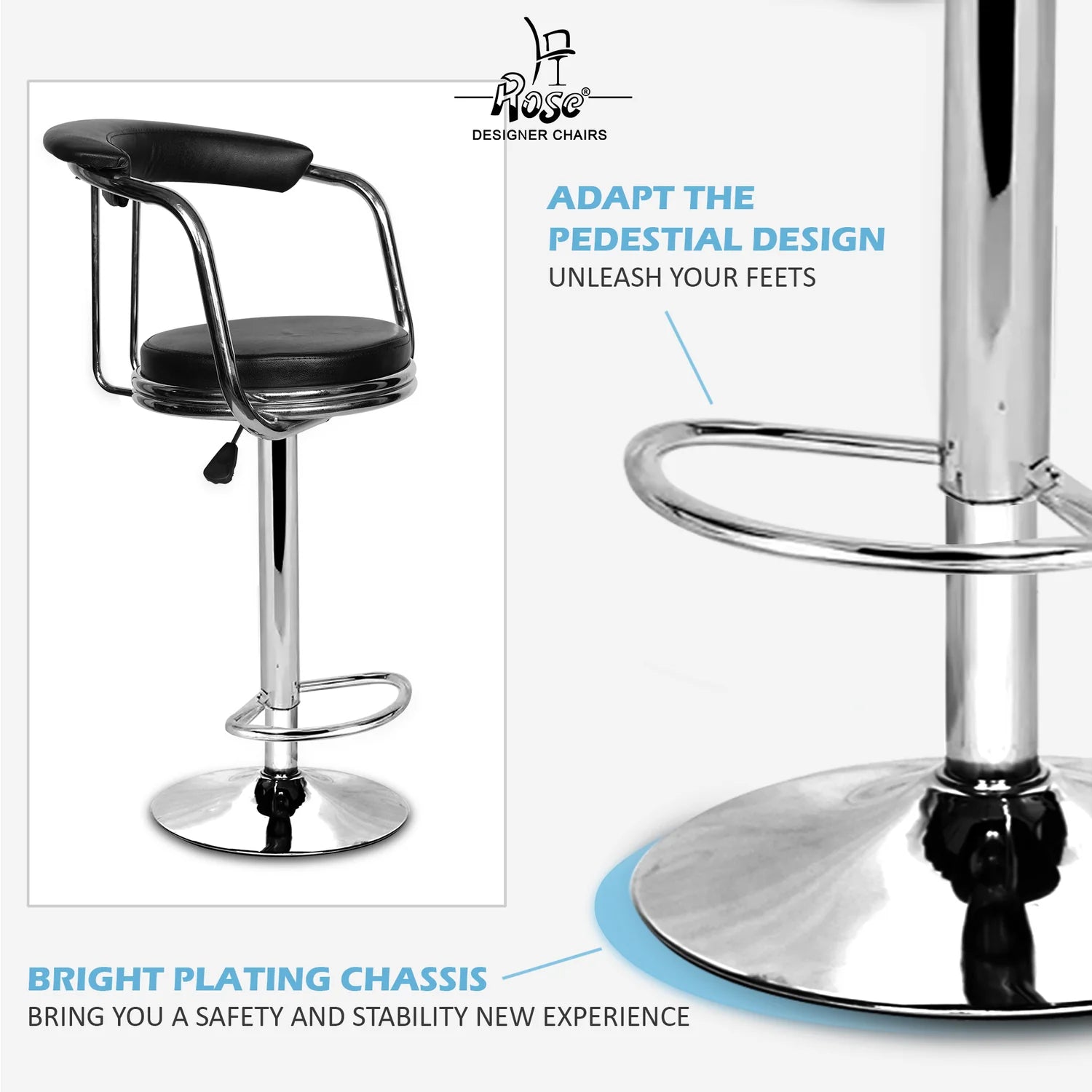 Kiya black bar stool set of 2 features 4