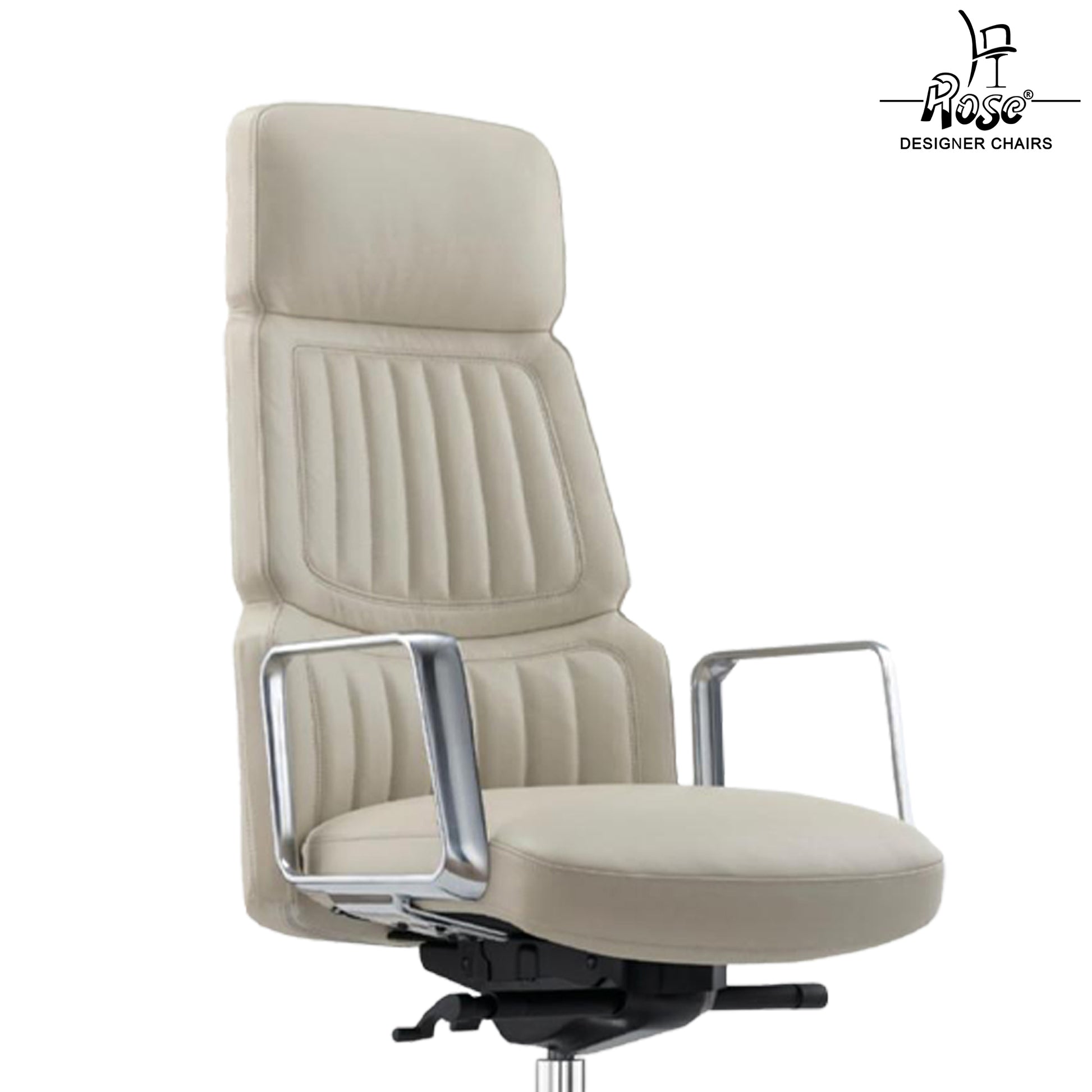 Rose Dhaka Luxurious High Back Chair (White)