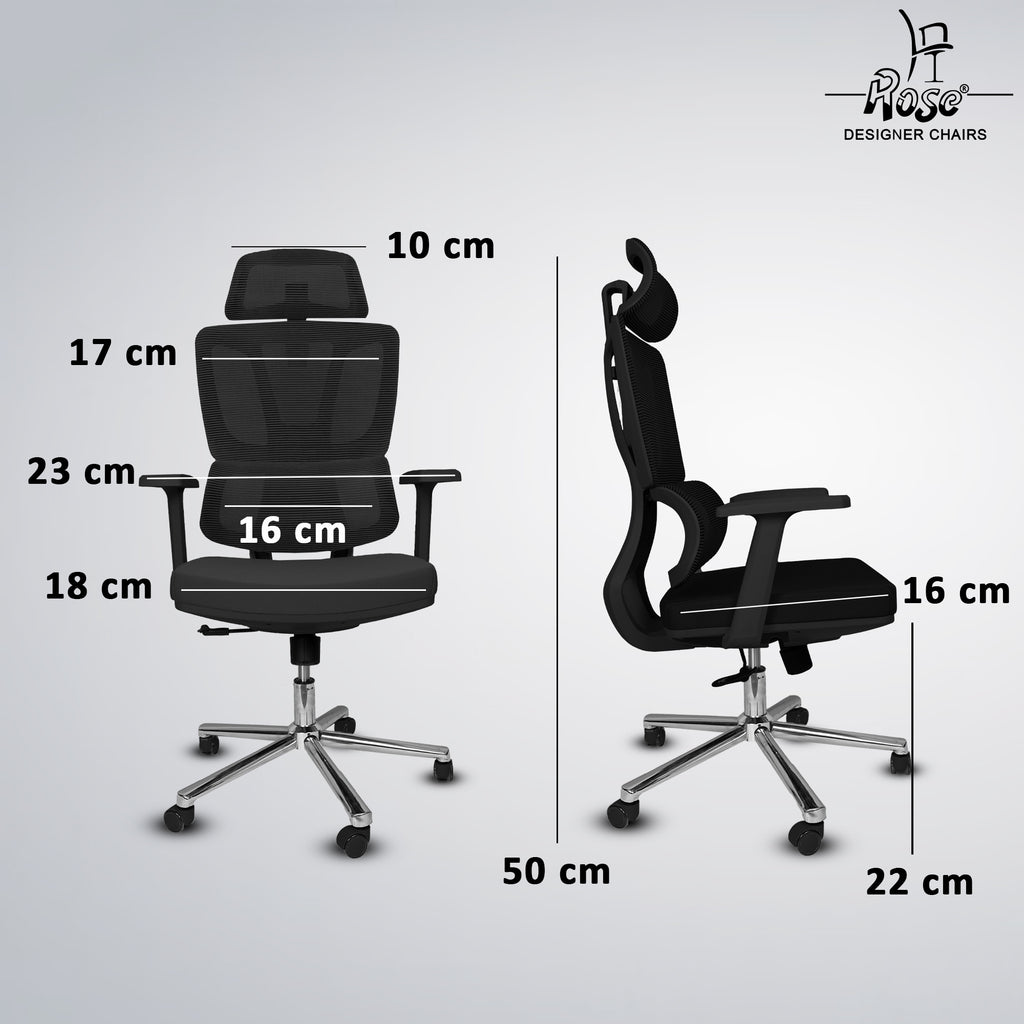  Canary Premium Ergonomic Office Chair(Black Set of 1) Dimension