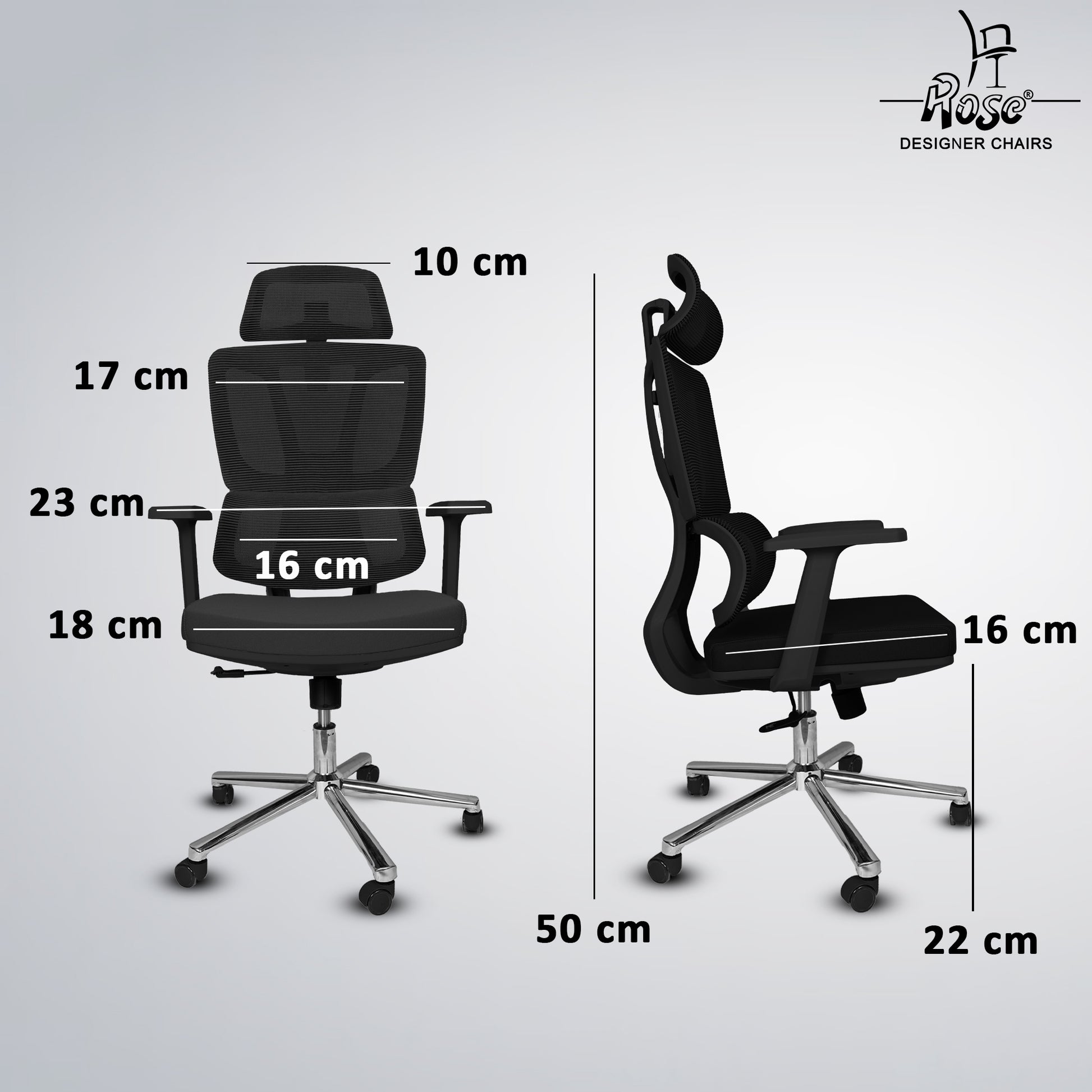  Canary Premium Ergonomic Office Chair(Black Set of 1) Dimension