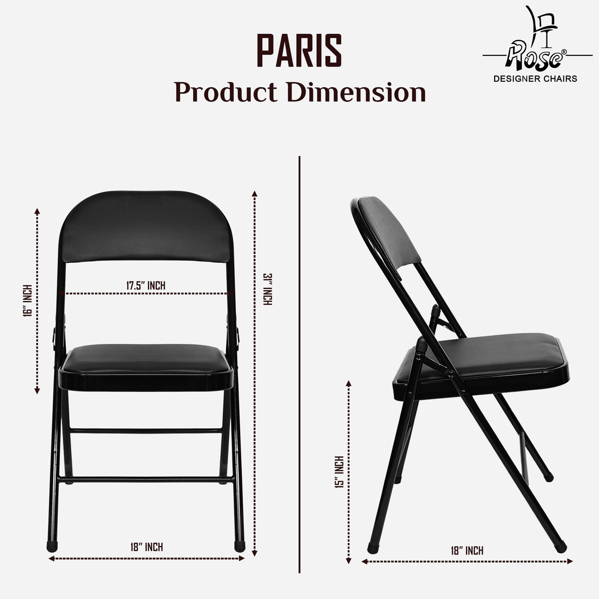 Paris Folding Cushioned Chair_Dimension