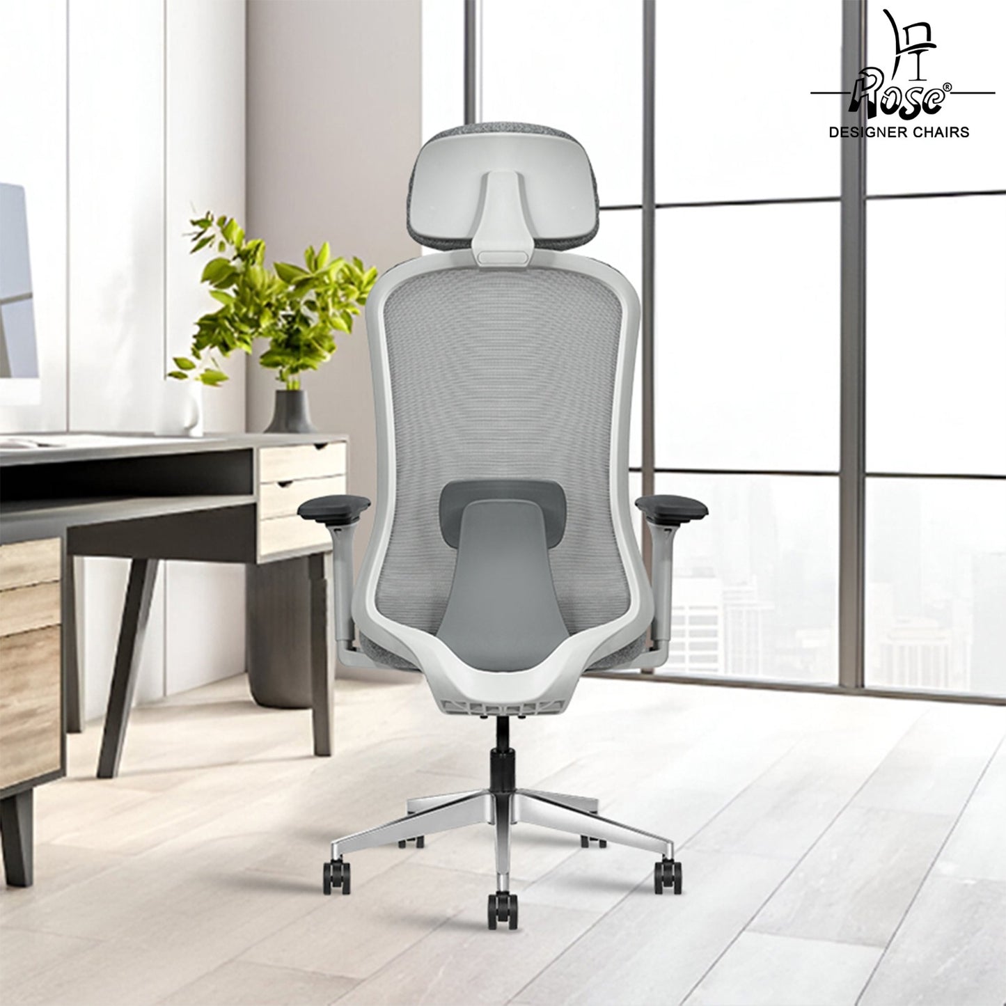 ROSE® Cooper Premium Office Chair (Grey and White)