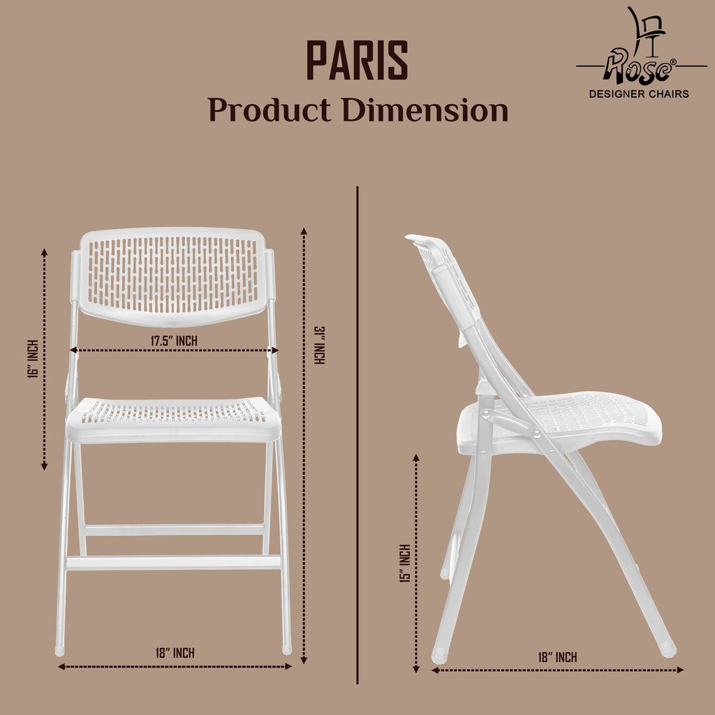 ROSE® Paris Folding Chair for Home | Lightweight, Portable, Balcony, Garden, Camping Chair | Indoor Outdoor Chair | Restaurant Chair