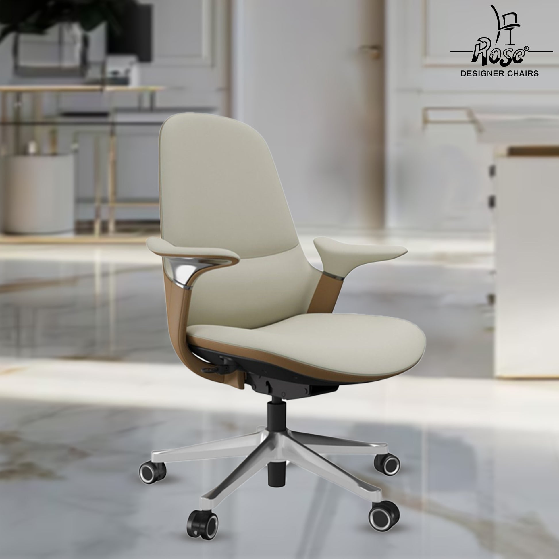 Rose Sofira Luxurious Mid Back Chair ( White )