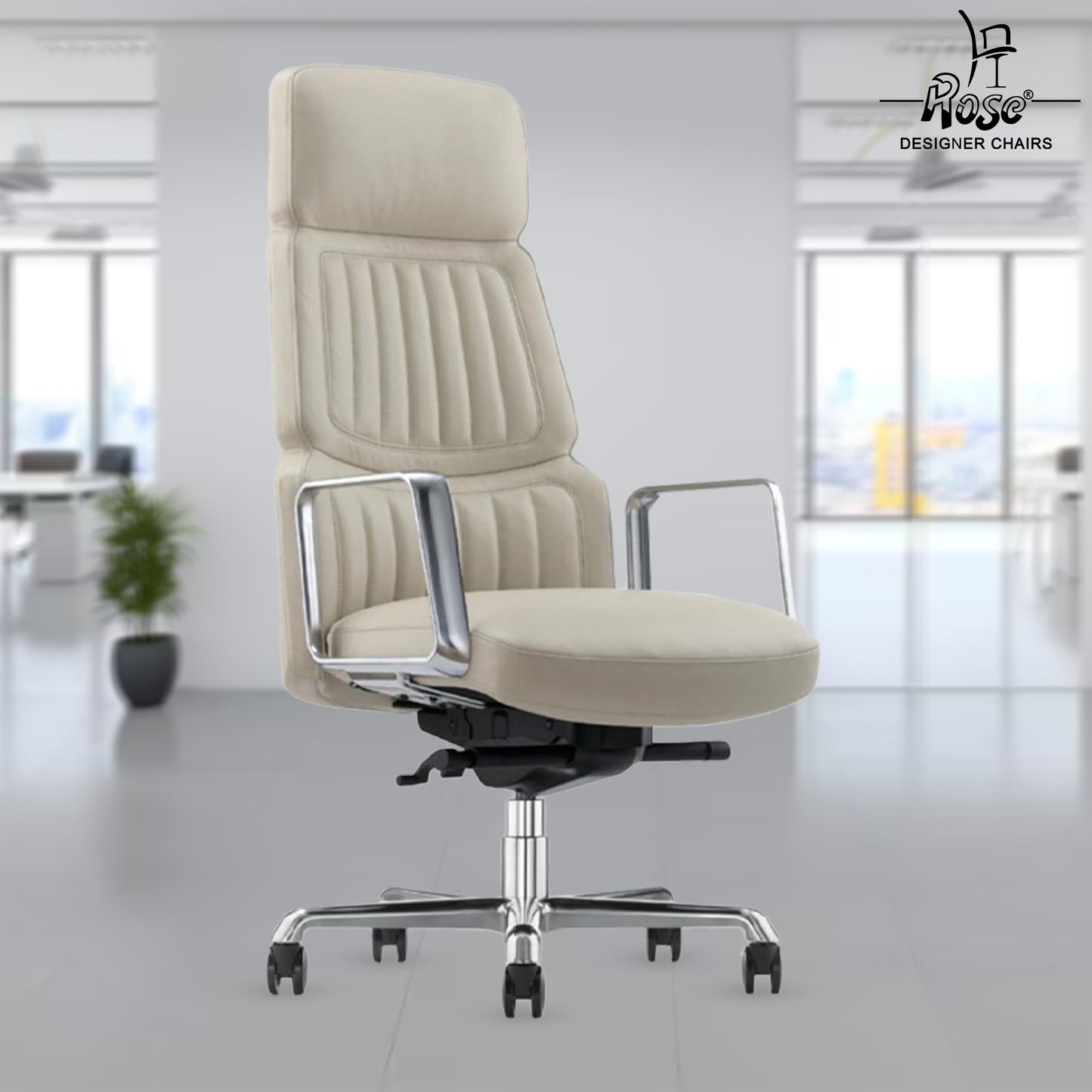 Rose Dhaka Luxurious High Back Chair (White)