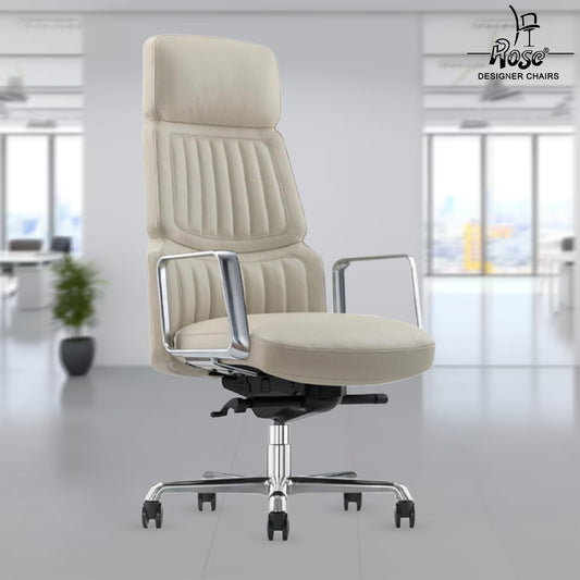 Rose Dhaka Luxurious High Back Chair (White)