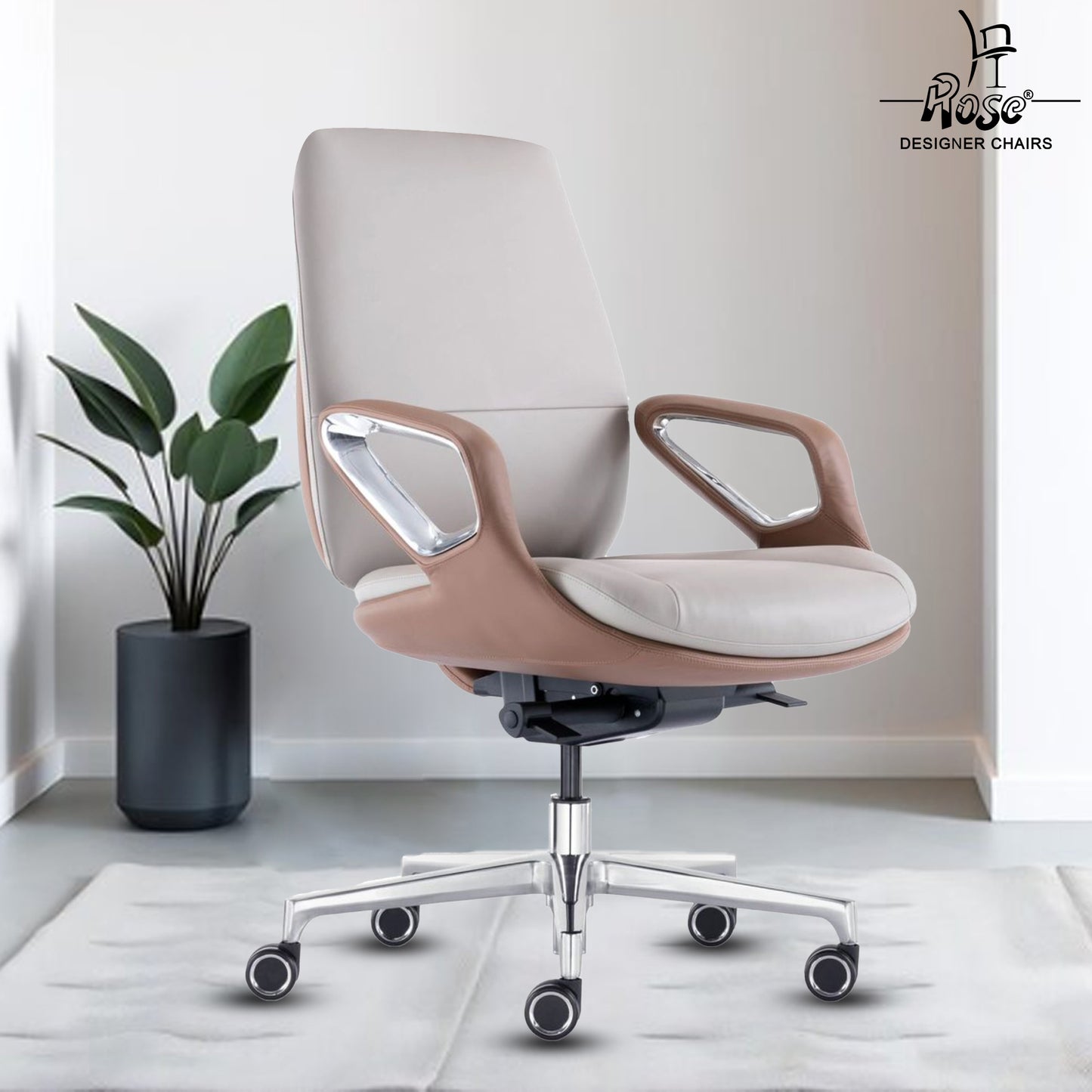 Rose Oriva Luxurious Mid Back Chair (White)