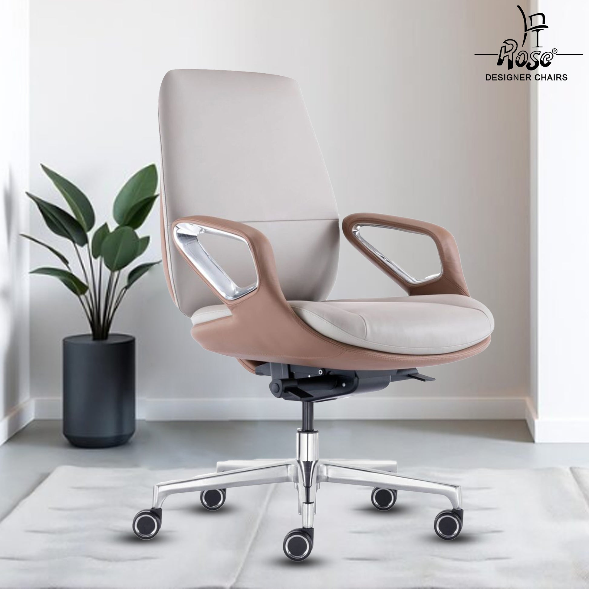 Rose Oriva Luxurious Mid Back Chair (White)