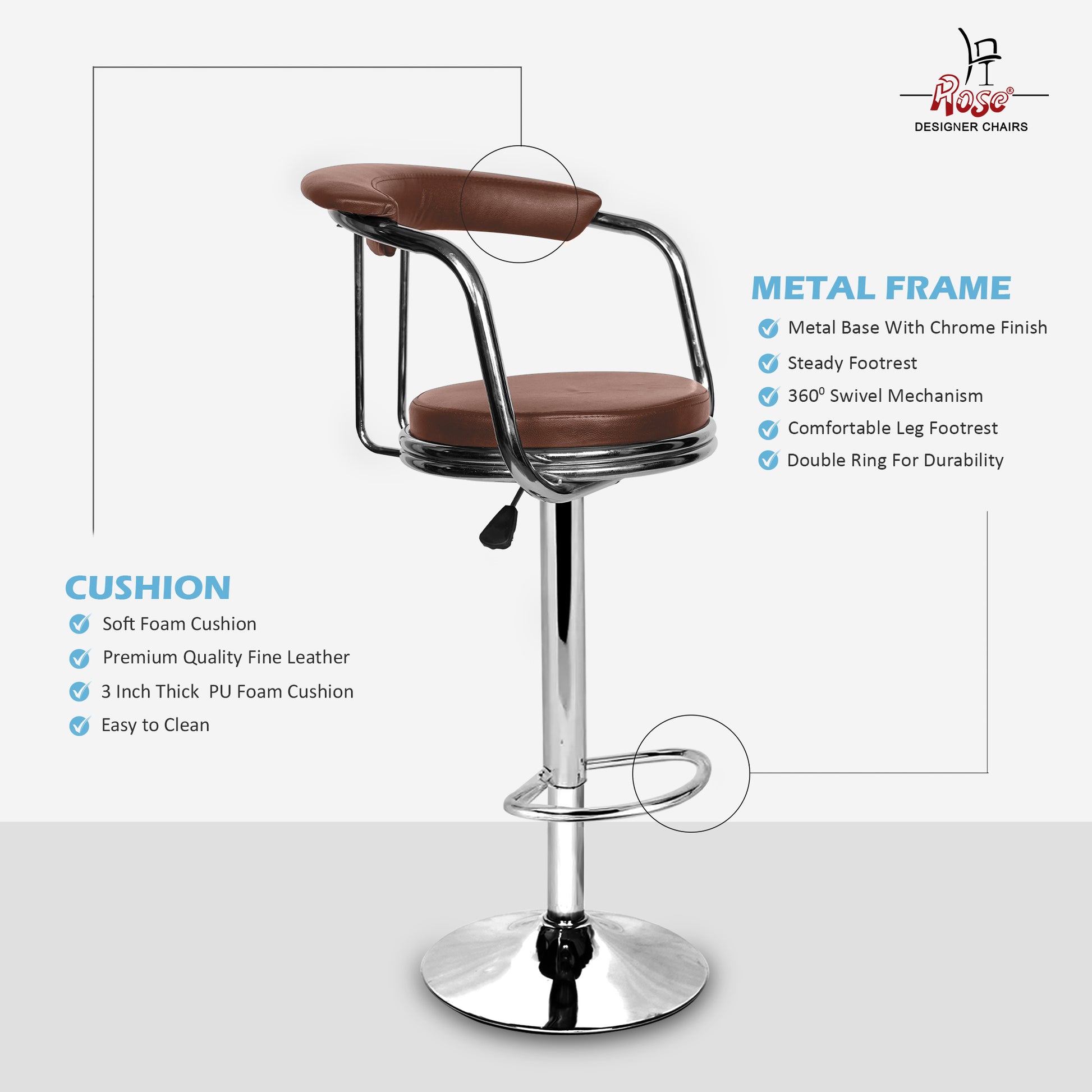 Kiya brown bar stool set of 2 features