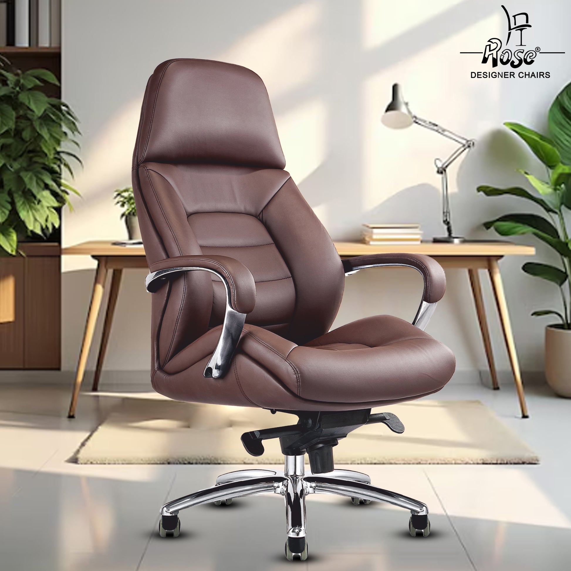 Rose Veda High Back Office Chair (Brown)
