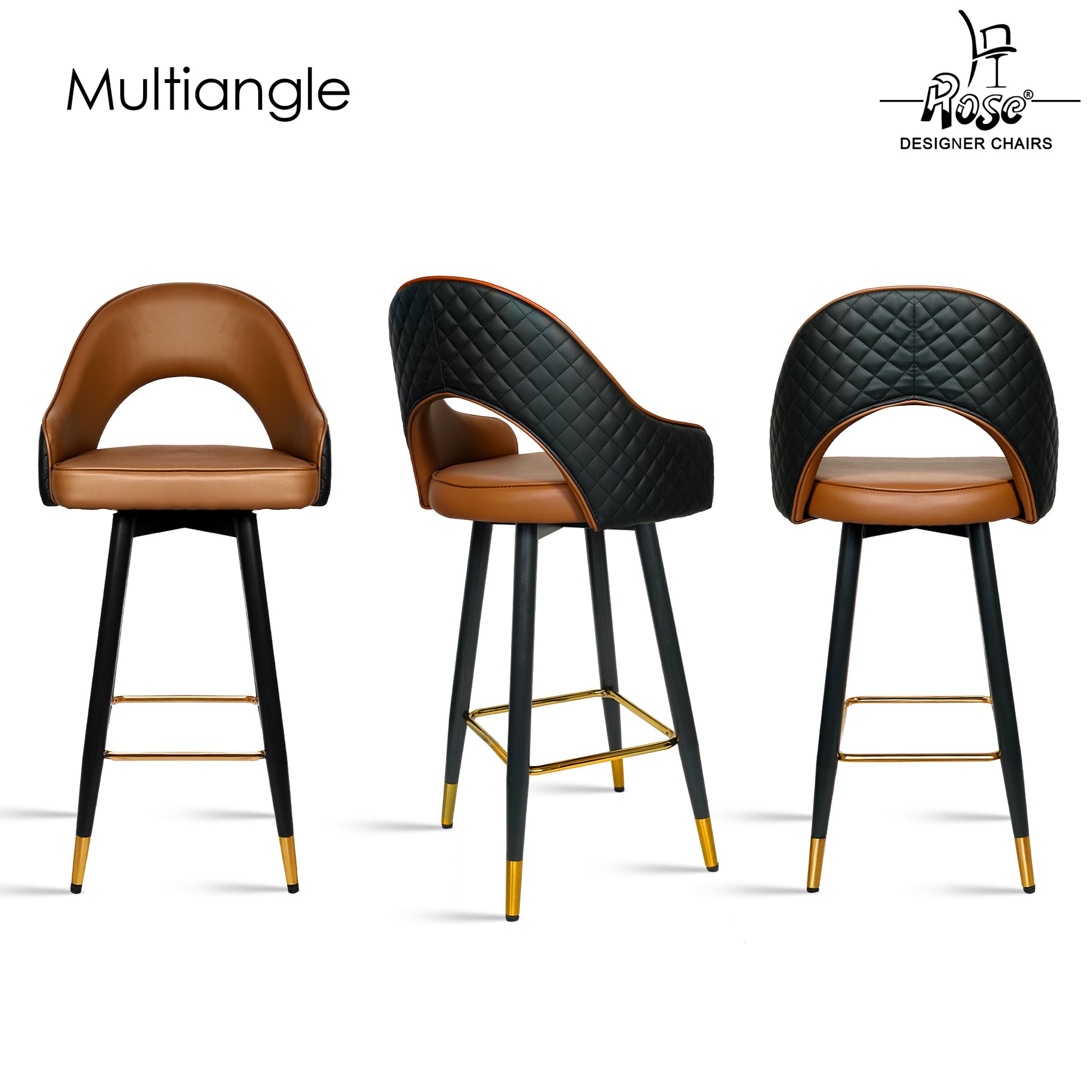 ROSE® Ken Height Adjustable & Revolving Bar Stool (Black)