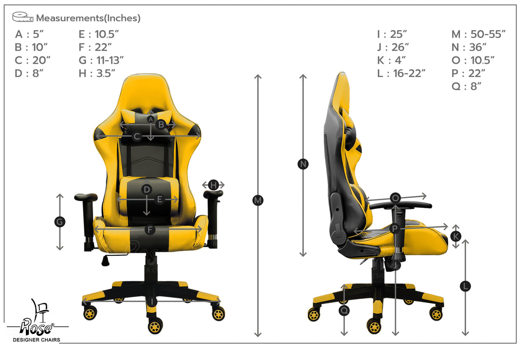 ROSE® Up Gaming with Multi-Functional Ergonomic Gaming Chair (Yellow)