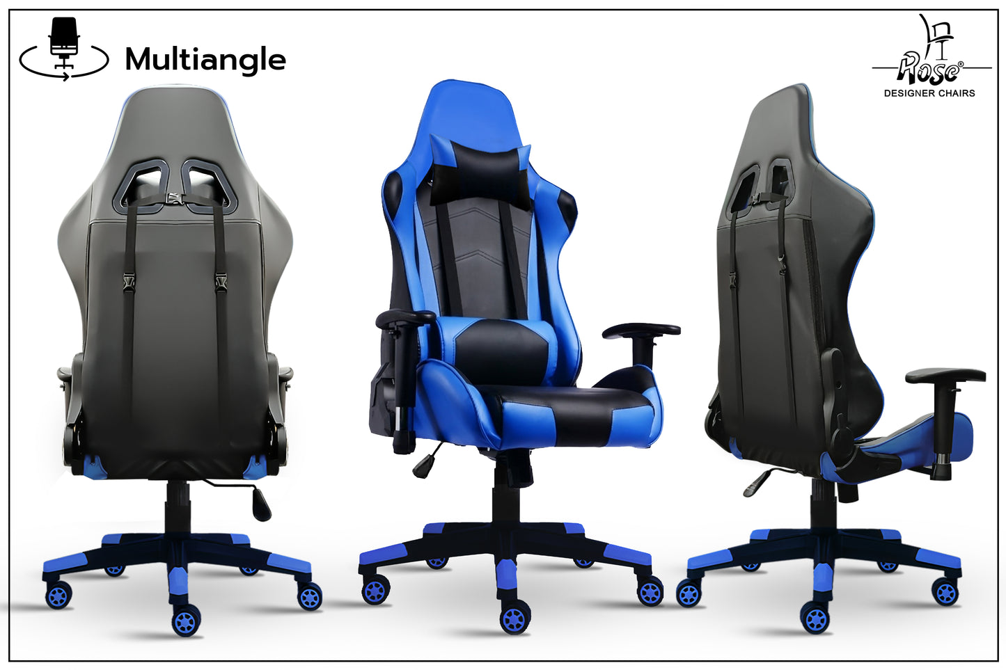 ROSE® Up Gaming with Multi-Functional Ergonomic Gaming Chair (Blue)
