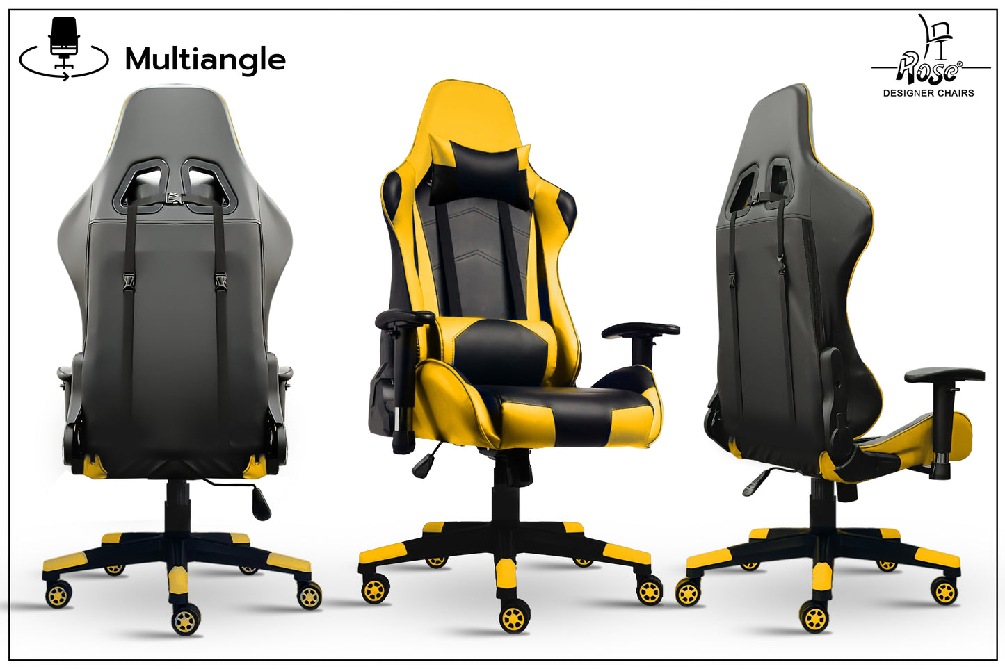 ROSE® Up Gaming with Multi-Functional Ergonomic Gaming Chair (Yellow)