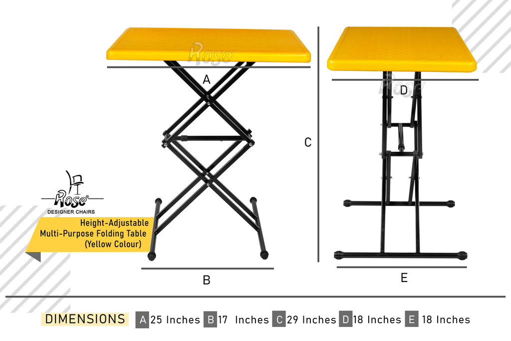 Multi-Purpose Laptop Table(Yellow) Set of Dmensions
