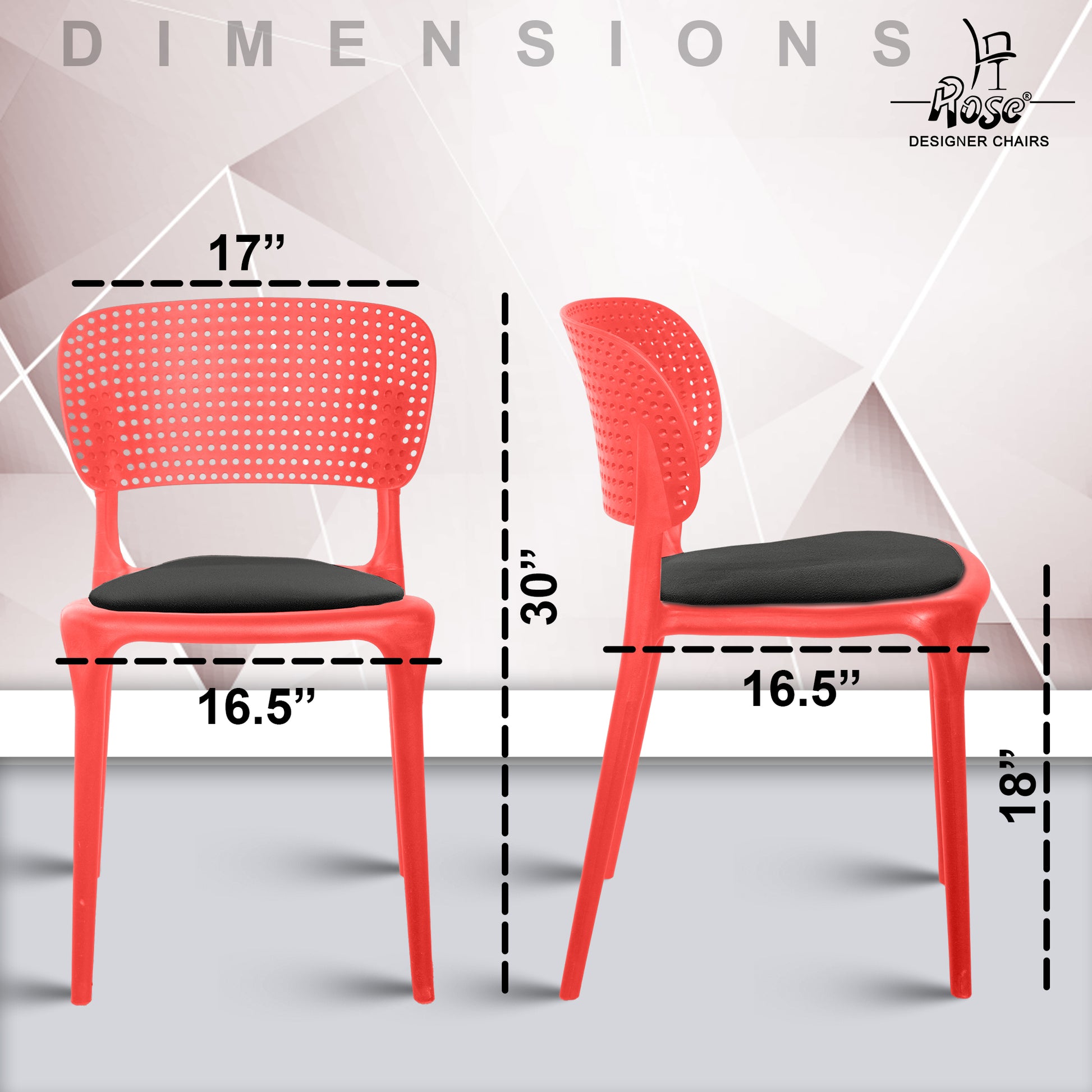 Evaa red cushion black set of 4 dimensions
