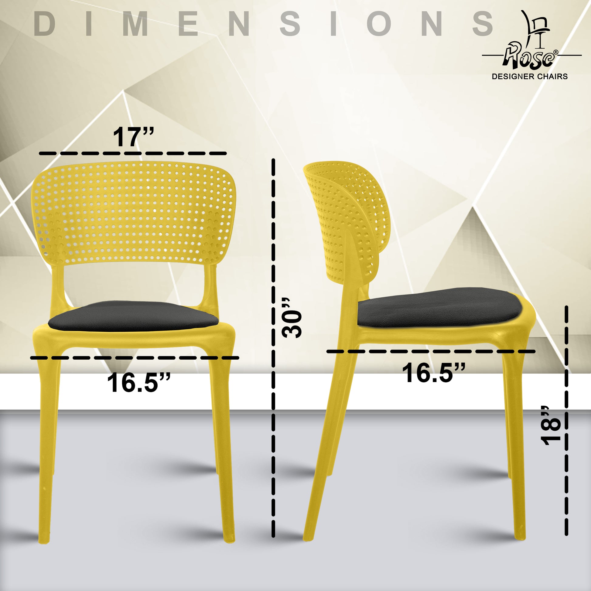 Evaa yellow cushion black set of 2 dimensions