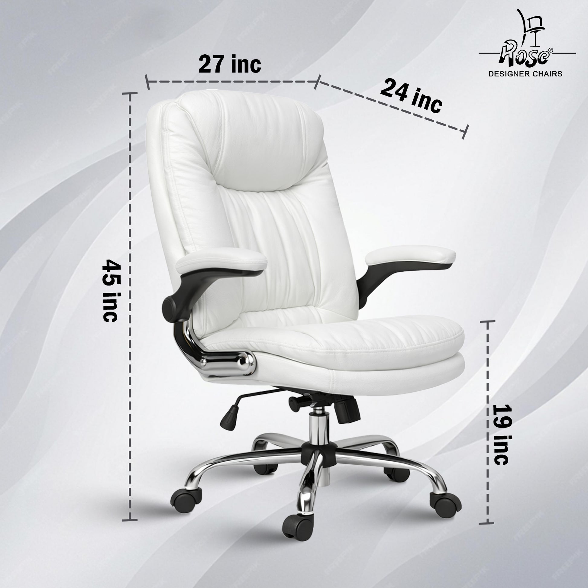 Director Faux leather Chair White  Set of 1 Dimensions