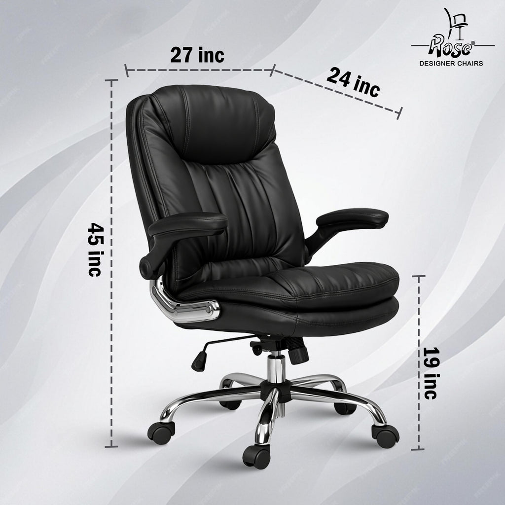 Director Faux leather Chair Balck Set of 1 Dimensions
