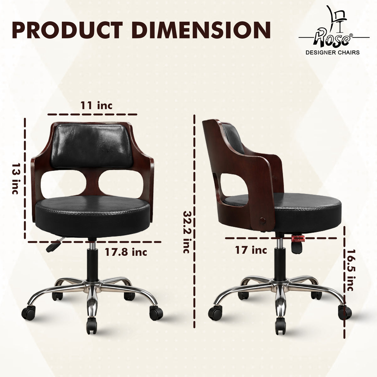 Riva Revolving Bar Stool_Midnight Black_Set of 1_Dimension
