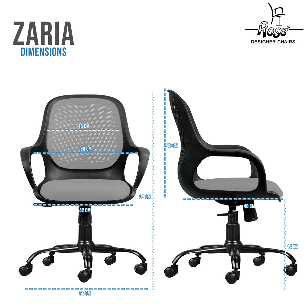 Zaria grey and black chair dimensions 