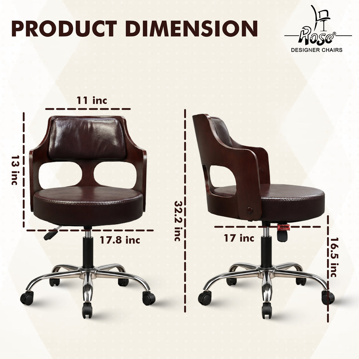 Riva Revolving Bar Stool_Brown_Set of 1_Dimension
