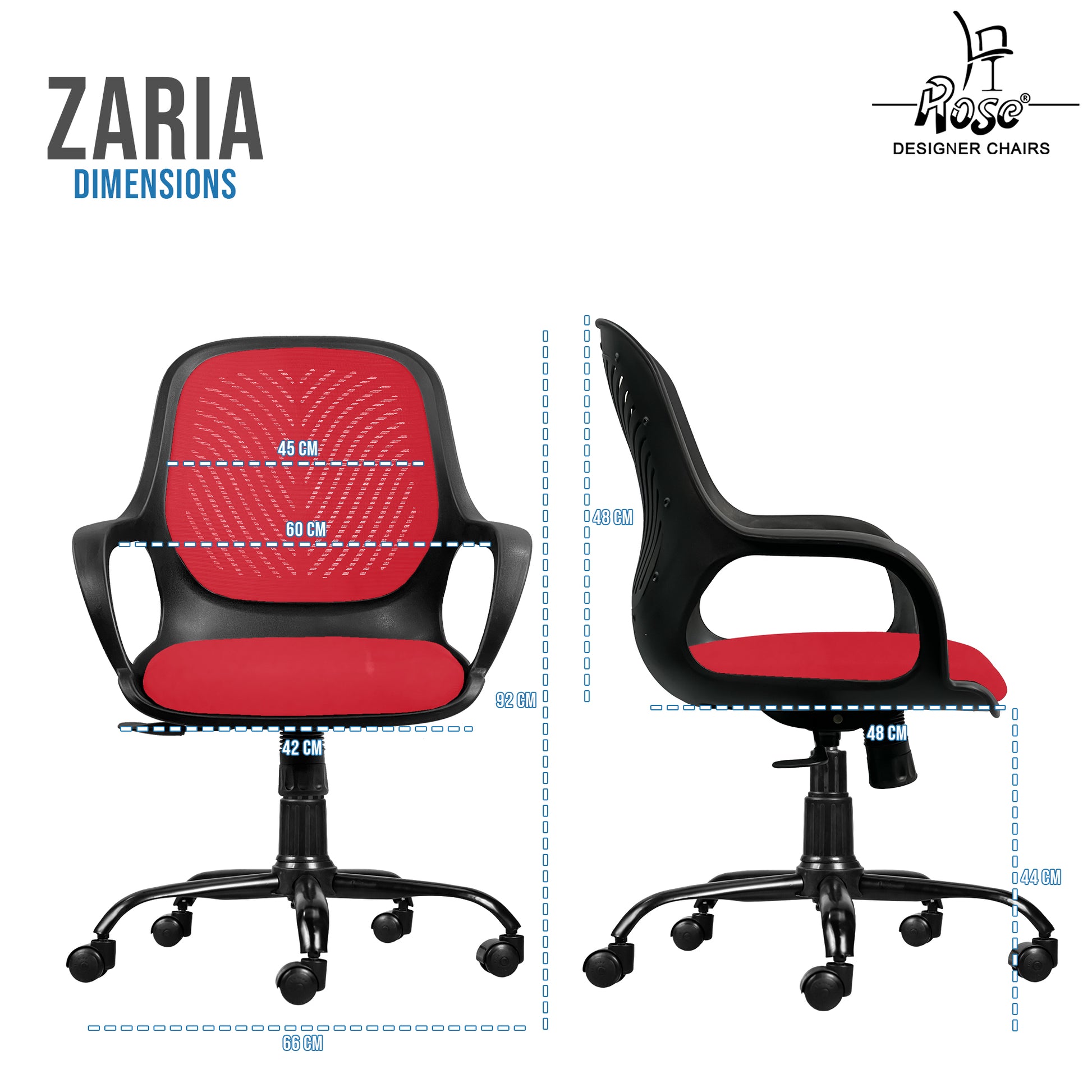 Zaria red and black chair dimensions