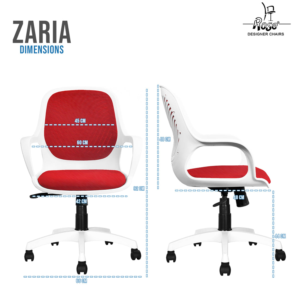 Zaria red  and white chair dimensions
