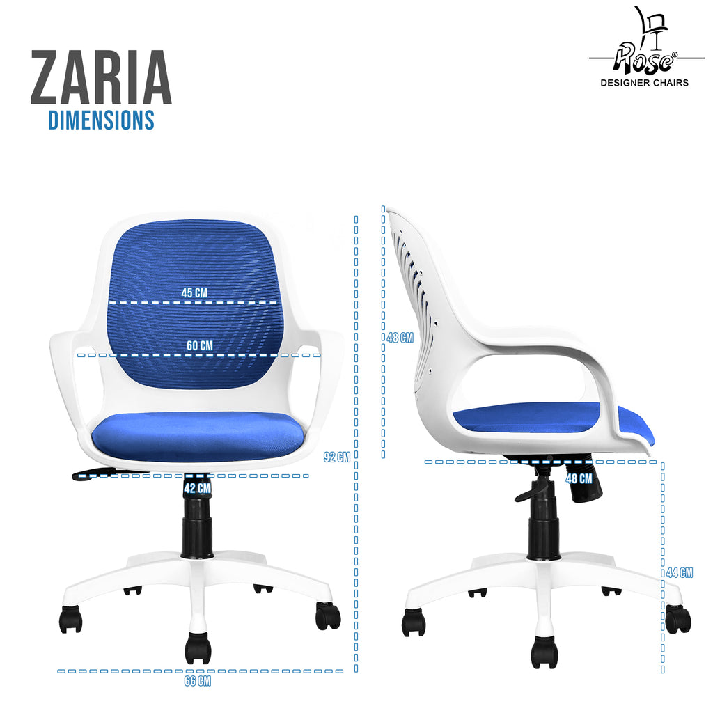 Zaria blue  and white chair dimensions